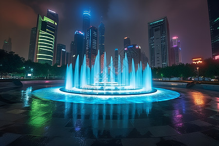 灯火通明的现代化都市夜景背景图片