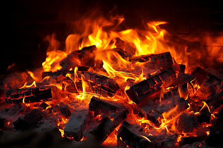 燃烧取暖的柴火图片