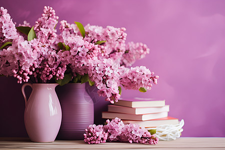 紫色的鲜花花瓶背景图片
