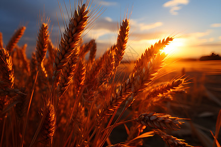 麦浪夕阳背景图片