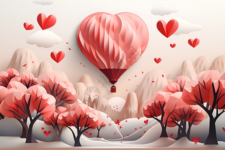 热气球之恋背景图片