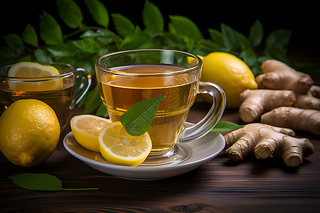 清新健康的柠檬姜茶图片