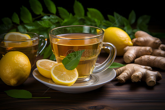 清新健康的柠檬姜茶图片