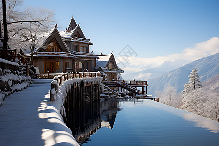 冬日木屋背景图片