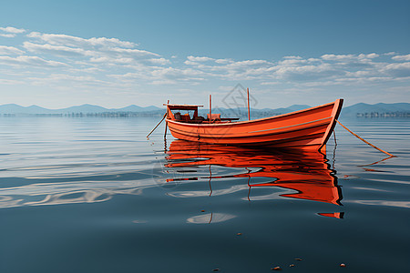 木船在湖上图片