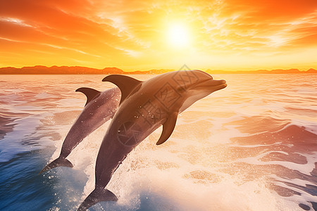海面上的海豚背景图片