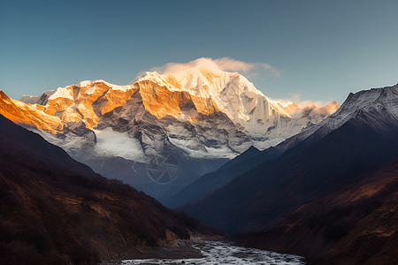 蓝天下的雪山图片