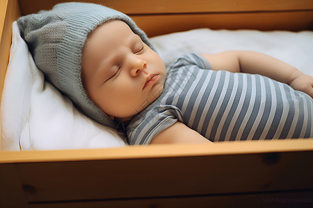 木箱中沉睡的小婴儿图片