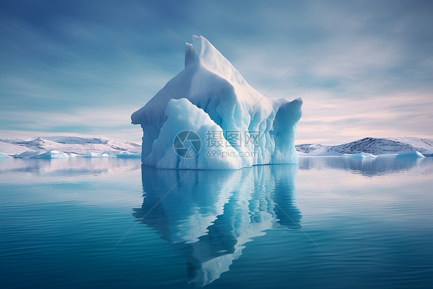 古堡湖中漂浮的巨大冰山图片