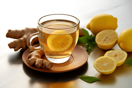 健康养生的柠檬姜茶图片