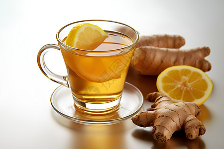 清新的柠檬姜茶背景图片
