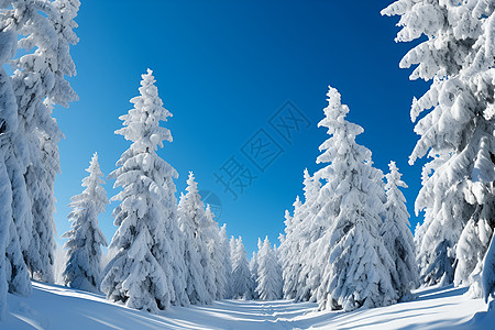 蓝天下的雪景图图片