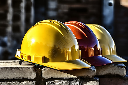 建筑工地的安全头盔图片