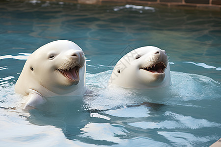 海狮在水里游泳背景图片