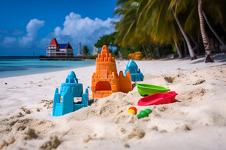 沙滩上的城堡积木图片