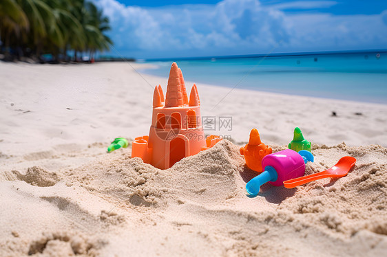 沙滩上的城堡玩具图片