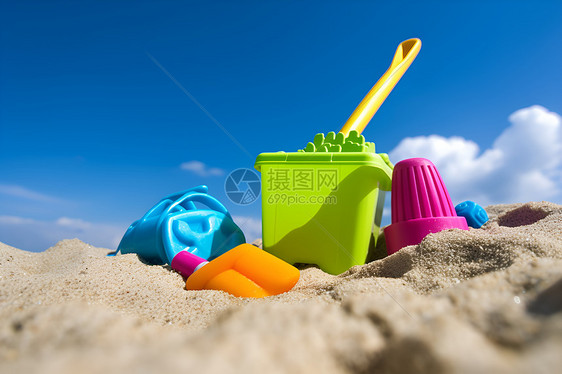 沙滩上的儿童玩具图片