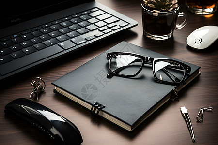 办公桌上的眼镜背景图片