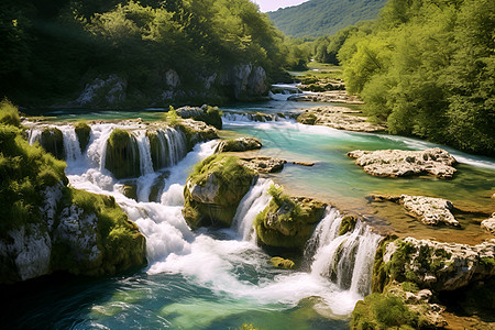 悬崖瀑布自然美景图片