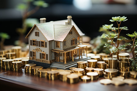 金币围绕房屋模型图片