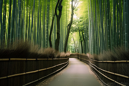 神秘的竹林道背景图片