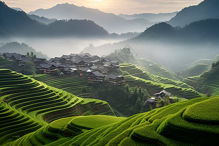 美丽的梯田风景图片