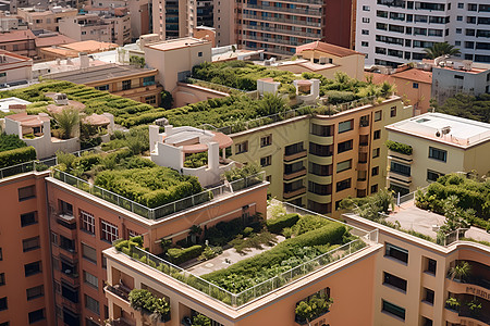 屋顶花园城市中的生态艺术背景