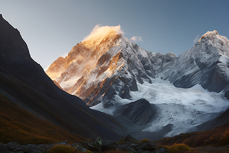 白色的雪山山脉图片