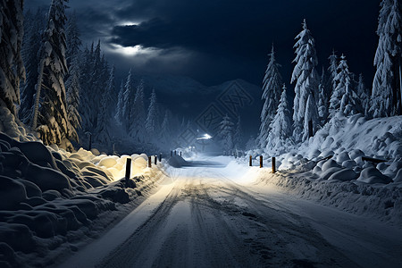 乡村道路上的冰雪背景图片