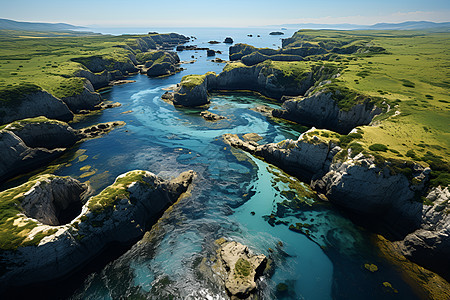 大海里的峡湾背景图片