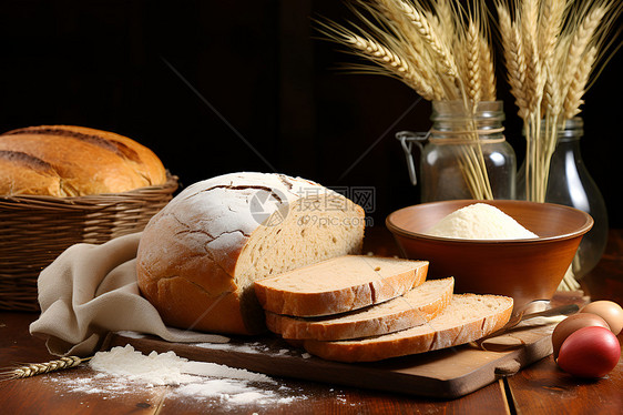 麦子做成的面包图片