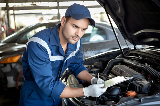 专业检修汽车故障的技术人员图片