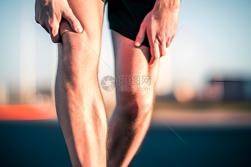 跑步运动损伤的运动者图片