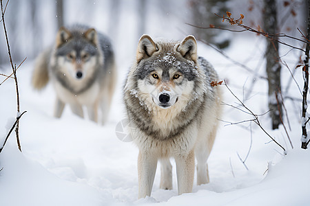 漫步雪地的狼图片