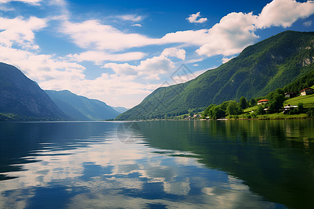 山水画卷的山川湖泊景观背景