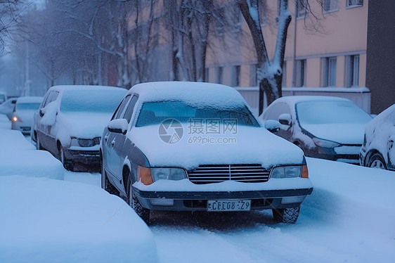 冬日白雪覆盖的城市街道图片