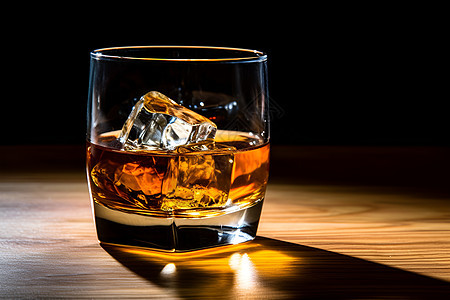 餐桌上的冰镇威士忌图片