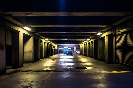 昏暗的地下停车场建筑背景图片