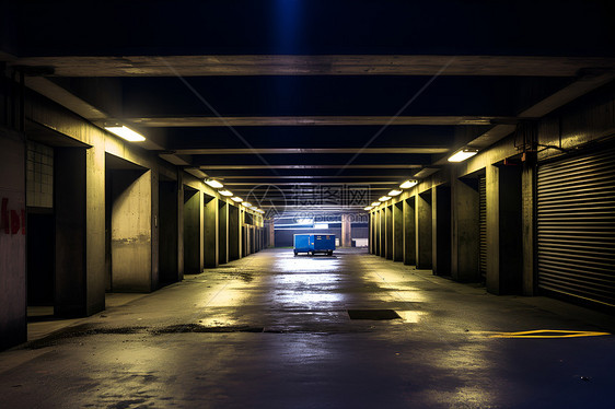 昏暗的地下停车场建筑图片