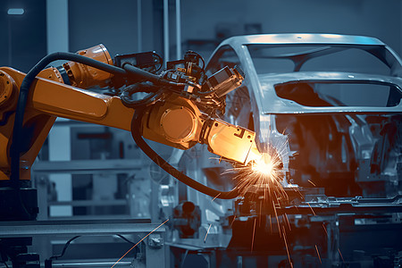智能工业自动化生产的汽车工厂背景