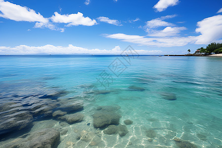 蔚蓝海水的度假海岛景观图片