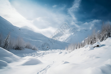 冰雪皑皑的山谷景观图片