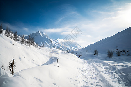 冰雪奇景的山谷景观图片