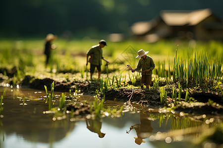 田野间的小人背景图片