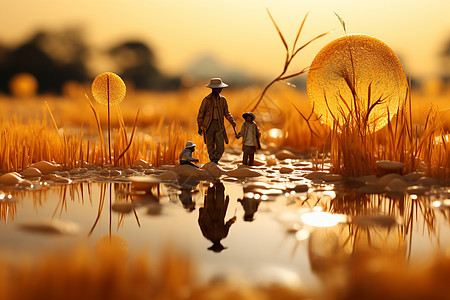 金黄的稻田背景图片