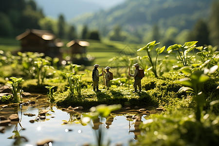 湖畔微观世界背景图片