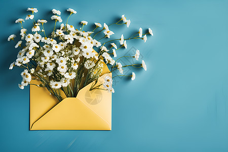 黄色信封里的花束图片