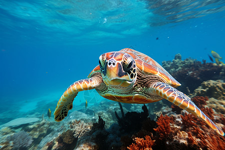 海底珊瑚海底明珠龟背景
