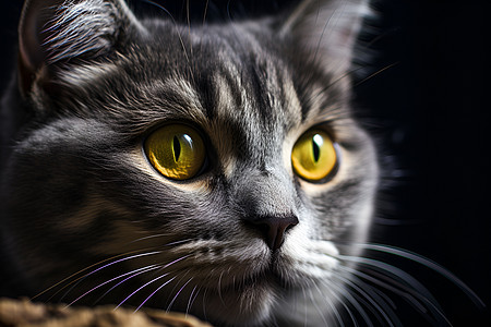 黄眼睛的灰色猫咪图片