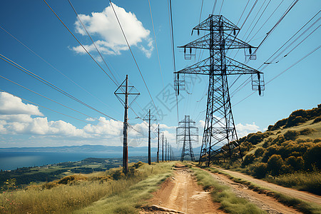 乡村的电力运输电力塔图片